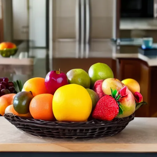 Image similar to a fruit basket on top of a kitchen table