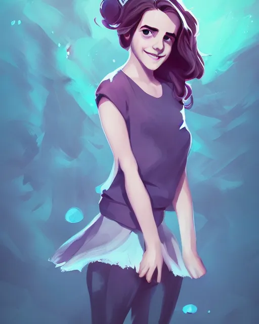 Image similar to beautiful full body Emma Watson smiling illustration by lois van baarle and loish and ross tran and rossdraws and sam yang and samdoesarts and artgerm