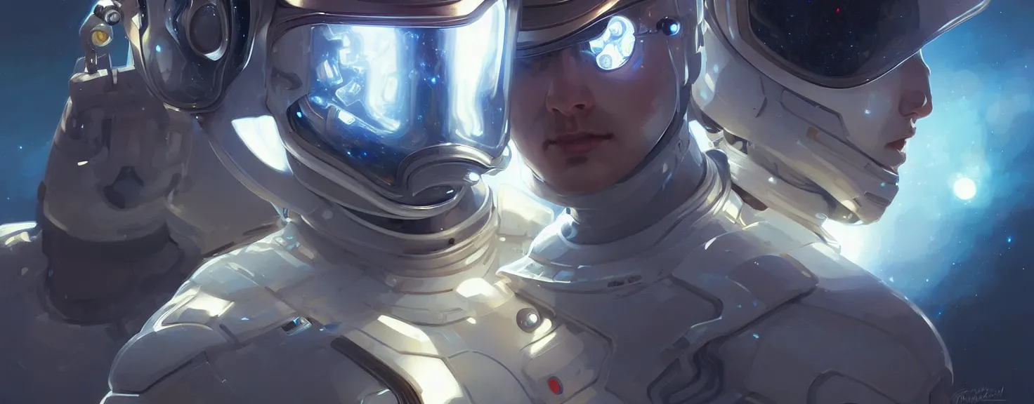 Image similar to Spaceman man futuristic portrait, highly detailed, digital painting, artstation, concept art, smooth, sharp focus, illustration, art by artgerm and greg rutkowski and alphonse mucha