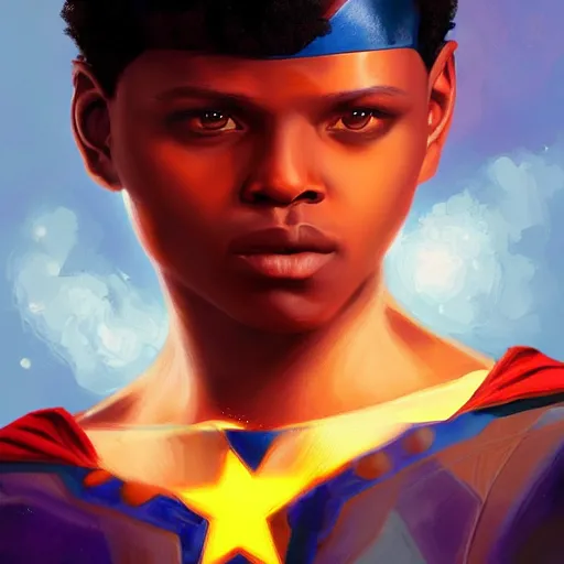 Image similar to star boy, superhero, oil painting, ultradetailed, artstation