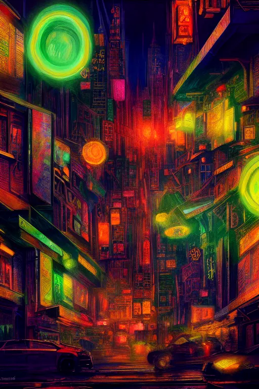 Prompt: electric metropolis, painted by frank wu and peter lloyd, trending on artstation, rembrandt lighting front view iridescent colors, chalk art, macro, magic realism, manierism