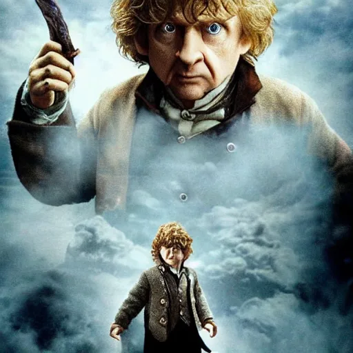 Prompt: Bilbo Baggins from the movies corrupted by the ring of power, realistic, photo, hyperdetailed