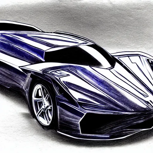 Image similar to ballpoint pen drawing of the batmobile