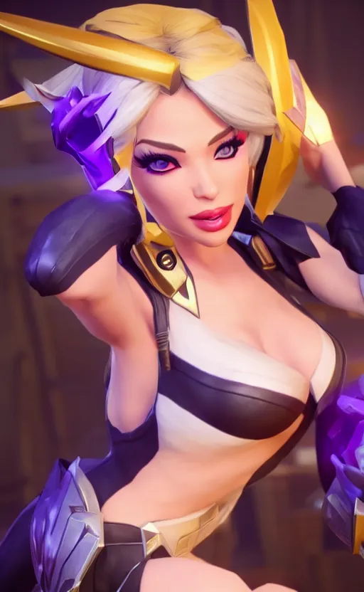 Image similar to still of pretty Ashe (League of Legends) in KDA More music video. 3d render, octane render, game art, realistic, highly detailed, trending on artstation, 4k, trending on artstation, pixar, cgsociety, unreal engine 5, redshift render, trending on artstation, blender, behance, cg