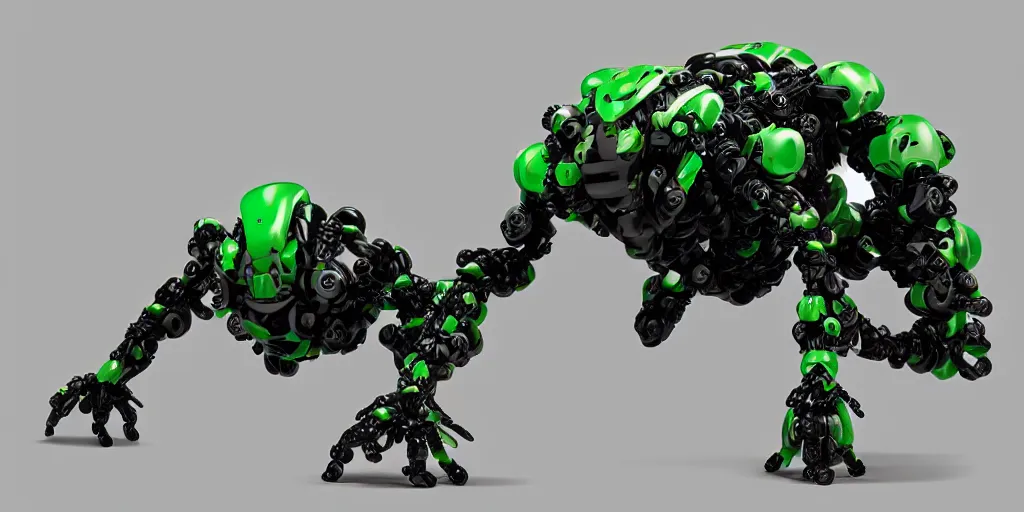 Prompt: Megalorrhina harrisii bug robotics advanced cybernetics tree Smart bionicle organism biomimmicry exo Biomorph hydraulics trending on behance visualisation industrial design