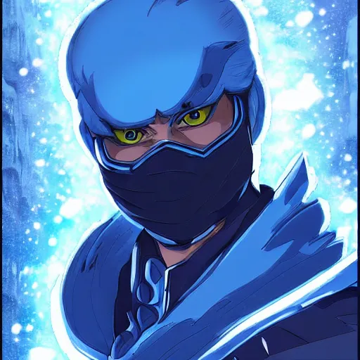 Image similar to portrait of sub - zero biden as the master of the blue ice of the blizzard, anime fantasy illustration by tomoyuki yamasaki, kyoto studio, madhouse, ufotable, trending on artstation