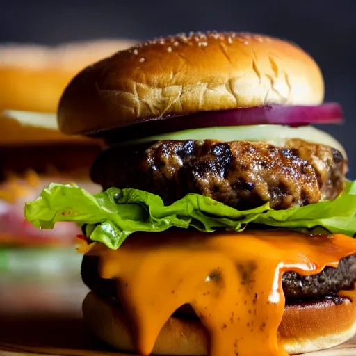 Image similar to closeup photo of most delicious cheeseburger