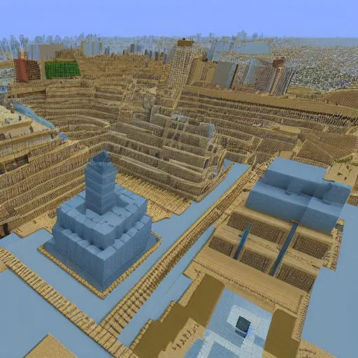 Prompt: the city of Tel Aviv in Minecraft