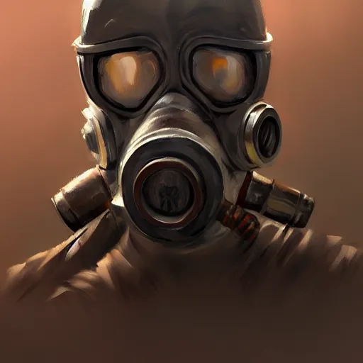 Image similar to concept art of gas mask, oil painting by jama jurabaev, brush hard, artstation, cgsociety, high quality, brush stroke