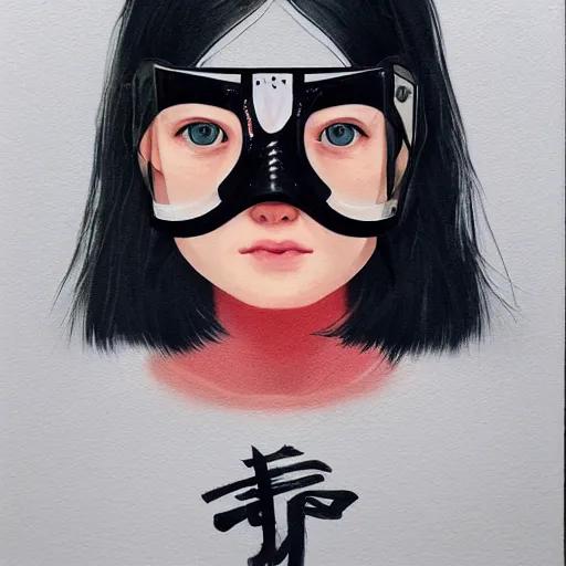 Image similar to Elle Fanning wearing a Taiwan special forces mask picture by Sachin Teng, asymmetrical, dark vibes, Realistic Painting , Organic painting, Matte Painting, geometric shapes, hard edges, graffiti, street art:2 by Sachin Teng:4