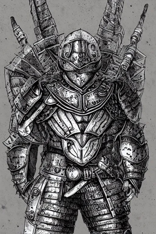 Image similar to human warrior, toad themed armour, bog, symmetrical, highly detailed, digital art, sharp focus, trending on art station, kentaro miura manga art style