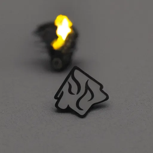 Image similar to a photo of a retro 5 0 s minimalistic clean fire warning enamel pin, studio lighting, behance