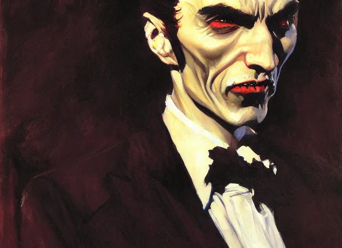 Prompt: a highly detailed beautiful portrait of dracula, by gregory manchess, james gurney, james jean