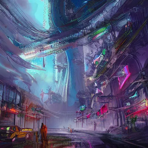 HD wallpaper: cyberpunk, purple, fantasy art, city, fantasy city, concept  art