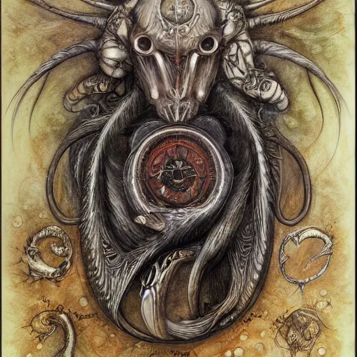 Image similar to detailed and sharp portrait of scorpio artistic zodiac artwork, mystic style, detailed, 8 k, detailed, symmetrical, by brian froud