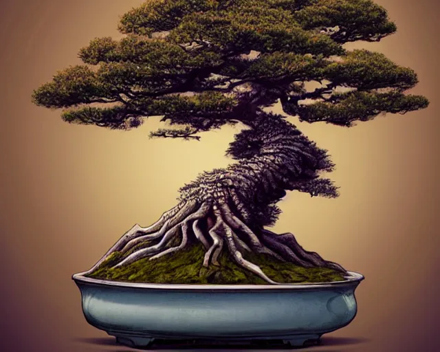 Prompt: A digital fantasy painting of a bonsai tree made entirely of books, by greg rutkowski, trending on artstation