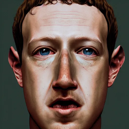 Image similar to Mark Zuckerberg holding his tongue with scissors open around the tongue, portrait by Cedric Peyravernay, highly detailed, excellent composition, cinematic concept art, dramatic lighting, trending on ArtStation