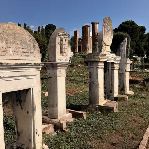 Image similar to Filmed photo of Rome necropolis, with japanese symbolic