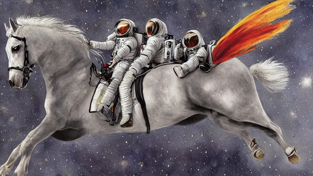Prompt: a horse riding an astronaut, art by buchholz quint,