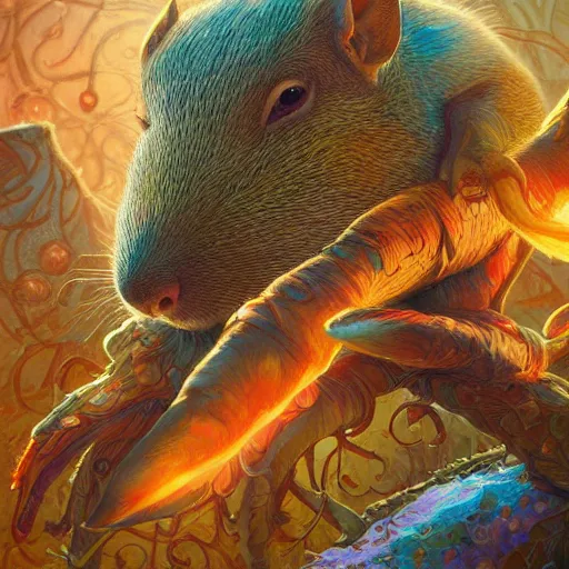 Image similar to agouti colorful, fantasy, intricate, highly detailed, digital painting, hq, trending on artstation, illustration, style of stanley artgerm and greg rutkowski and dan mumford