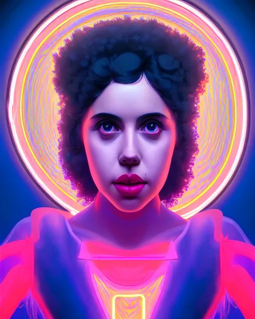 Prompt: symmetry portrait of poly styrene, neon plastic, glowing lights intricate, elegant, highly detailed, digital painting, artstation, concept art, smooth, sharp focus, illustration, art by artgerm and greg rutkowski and fra angelico and alphonse mucha