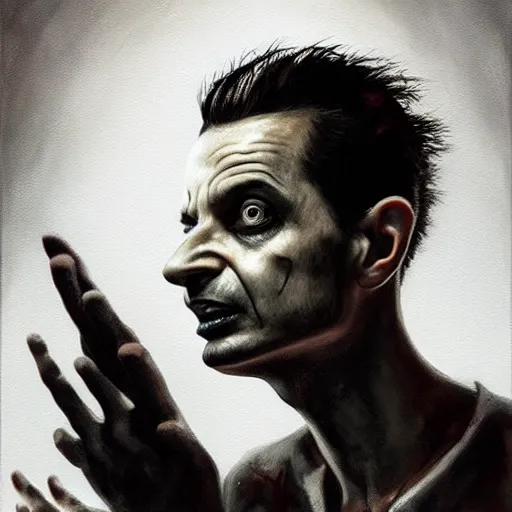 Image similar to young dave gahan as a zombie looking up, zombie with white eyes, 7 days to die zombie, fine art, award winning, intricate, soft light, elegant, sharp focus, cinematic lighting, highly detailed, digital painting, 8 k concept art, art by z. w. gu and alex konstad and brom and michael hussar, masterpiece, 8 k
