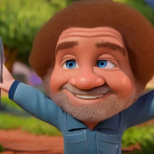 Prompt: bob ross as a pixar disney character from up ( 2 0 0 9 ), unreal engine, octane render, 3 d render, photorealistic