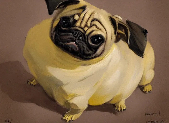 Prompt: a highly detailed beautiful portrait of a pikachu that looks like a pug, by gregory manchess, james gurney, james jean