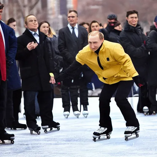 Image similar to putin skating through nyc