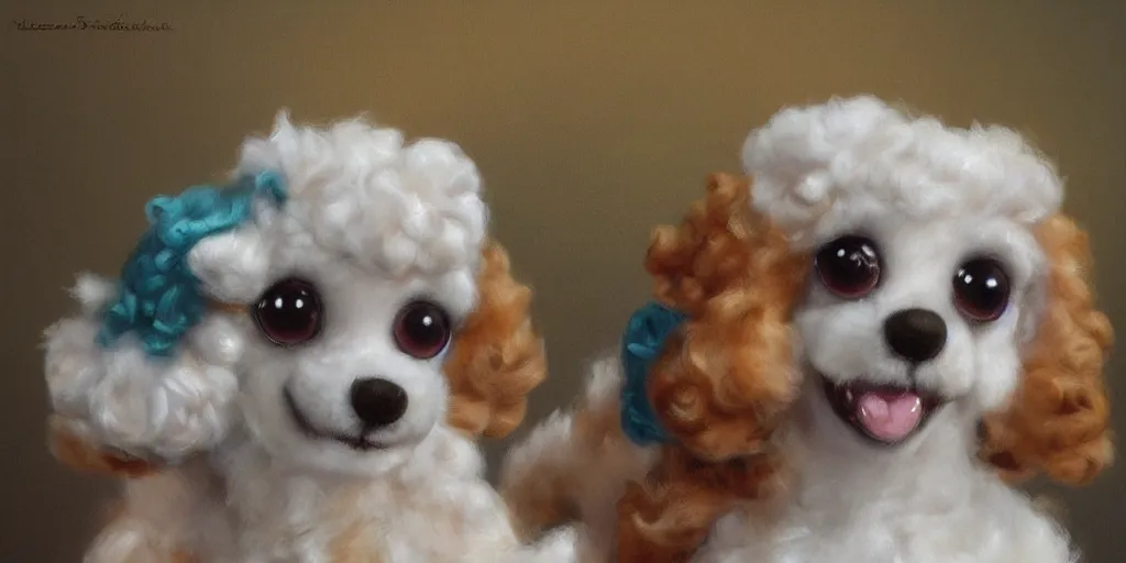 Prompt: 3 d littlest pet shop poodle with fur made of ice cream, realistic, master painter and art style of noel coypel, art of emile eisman - semenowsky, art of edouard bisson