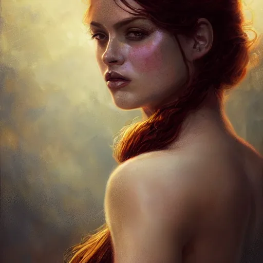 Image similar to seductive Aphrodite portrait, atmospheric lighting, painted, intricate, volumetric lighting, beautiful, rich deep colors masterpiece, golden hour, sharp focus, ultra detailed, by Leesha Hannigan, Ross Tran, Thierry Doizon, Kai Carpenter,Ignacio Fernández Ríos