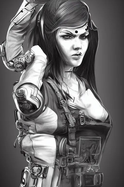 Image similar to heroine, beautiful,vintage ink style, cyberpunk female Ninja,ultra detailed, digital art, 8k ,character ,realistic, portrait, hyperrealistic