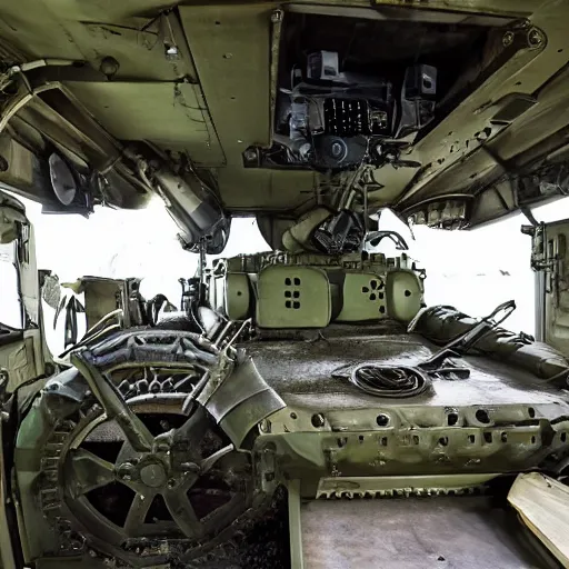 Image similar to interior of a battle tank