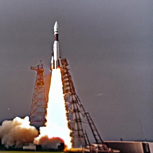 Image similar to a tilt - shift photograph of apollo 1 1 launch with lens canon ts - e 1 7 mm f / 4 l