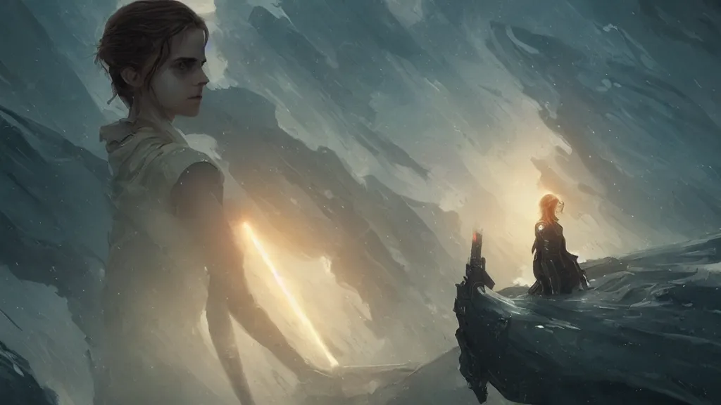 Image similar to A shot from the sci-fi movie starring emma watson by nuri iyem, james gurney, james jean, greg rutkowski, anato finnstark, perfect faces