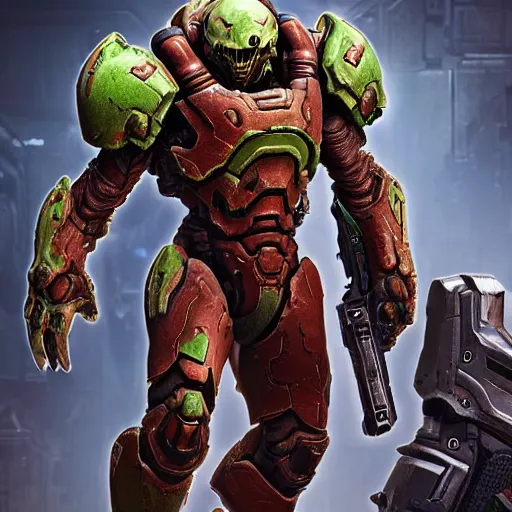 Image similar to doom slayer from doom eternal, photography