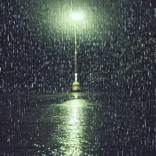 Image similar to rain in a garden at night