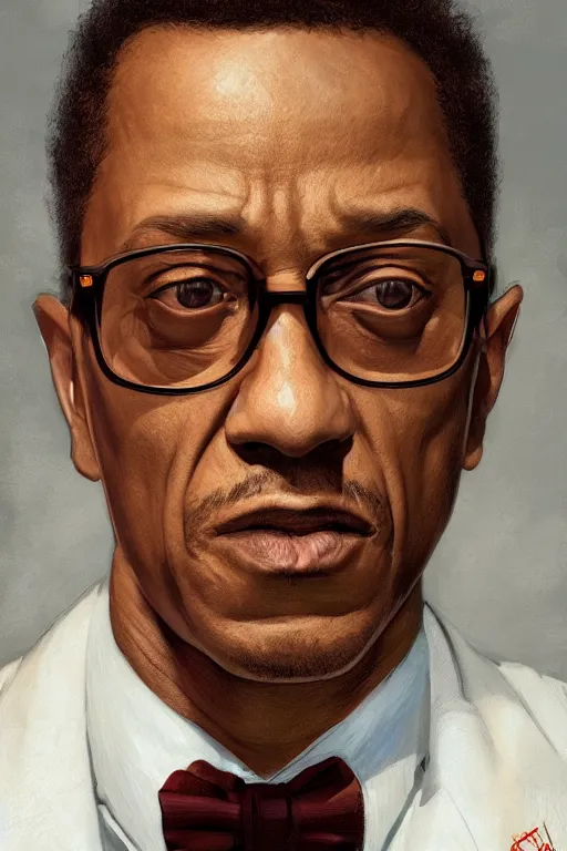 Prompt: gustavo fring, closeup character portrait art by Donato Giancola, Craig Mullins, digital art, trending on artstation