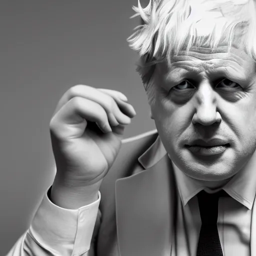 Prompt: Boris Johnson with Colonel Sanders body, realistic artstyle, wide shot, dramatic lighting, octane render, hyperrealistic, high quality, highly detailed, HD, beautiful, cinematic, 8k, unreal engine, facial accuracy, symmetrical