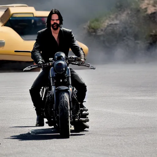 Image similar to keanu reeves as ghostrider 8 k detailed