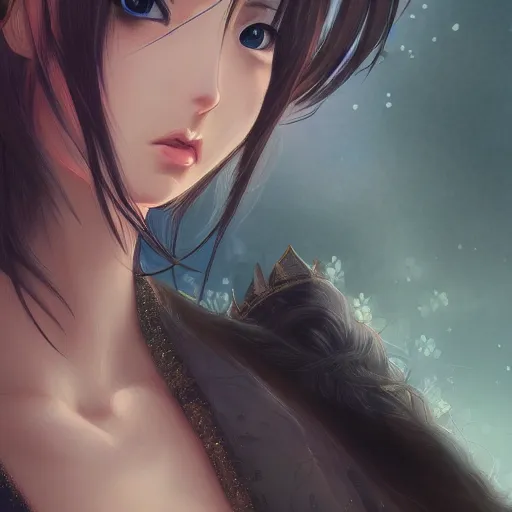 Prompt: beautiful young attractive anime woman, closeup, d & d, fantasy, intricate, elegant, highly detailed, digital painting, artstation, sharp focus, fantasy art, illustration, 8 k