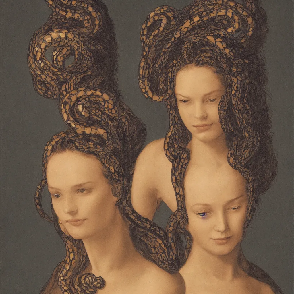 Image similar to Symmetrical portrait of a beautiful woman with snakes in her hair