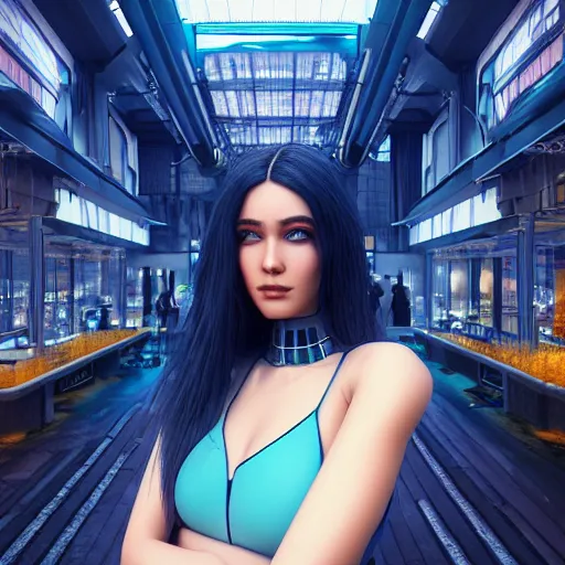 Prompt: “hyperrealistic ultra detailed unreal engine 5 RTX raytracing nvidia hairworks render of portrait of the most beautiful girl with blue eyes. She is in heavens cyberpunk city greenhouse. futuristic. cinematic. very high detailed. By Charli Amani. By Tsubasa Nakai ”