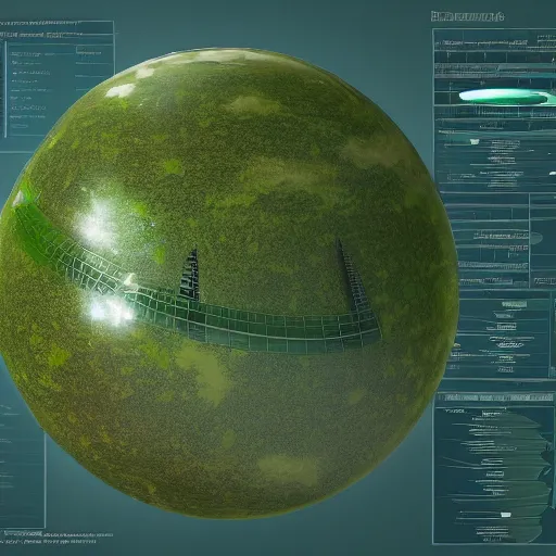 Prompt: a highly detailed 3 d render of green solarpunk planets