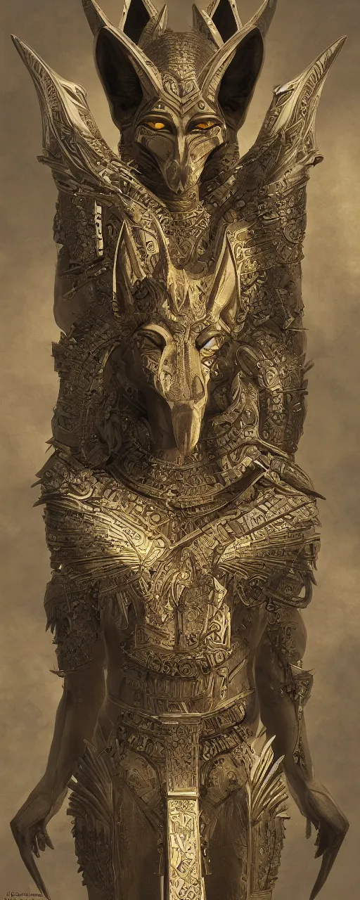 Image similar to god anubis, highly detailed, concept art, intricate, sharp focus, einar jonsson and bouguereau