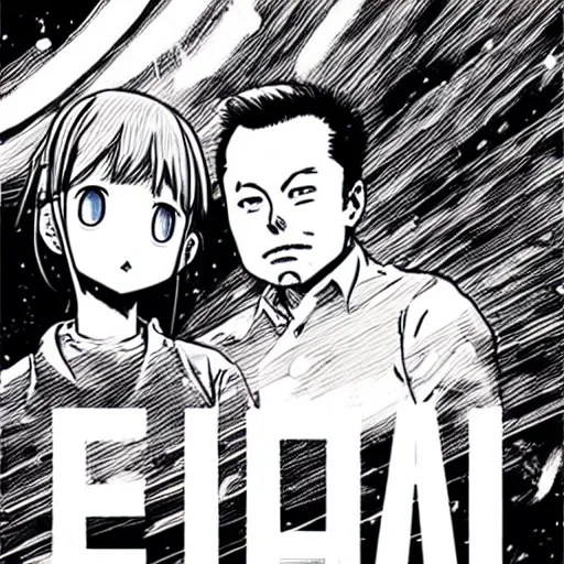 Image similar to elon musk and spacex manga by inio asano
