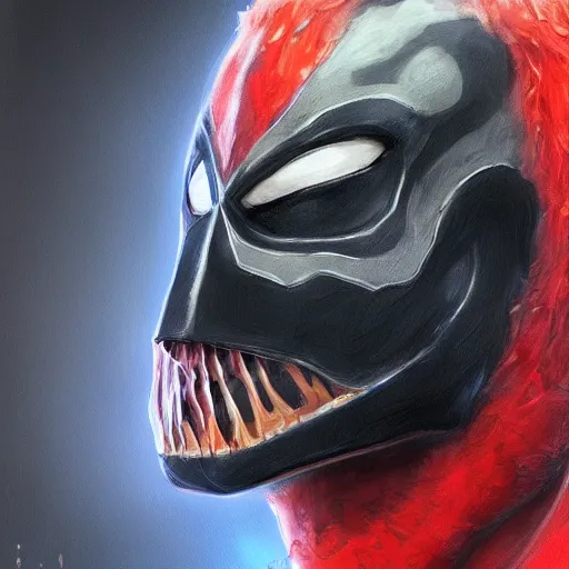 Image similar to realistic Portrait painting of young man as Symbiote Berserk, made by Michaelangelo, physical painting, Sharp focus,digital art, bright colors,fine art, trending on Artstation, unreal engine.