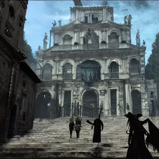 Image similar to l'aquila in italy but it's yharnam from bloodborne