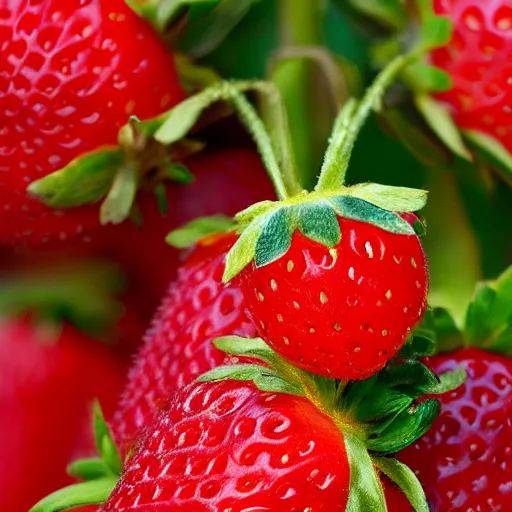 Prompt: a cedar - wood strawberry, bokeh photography