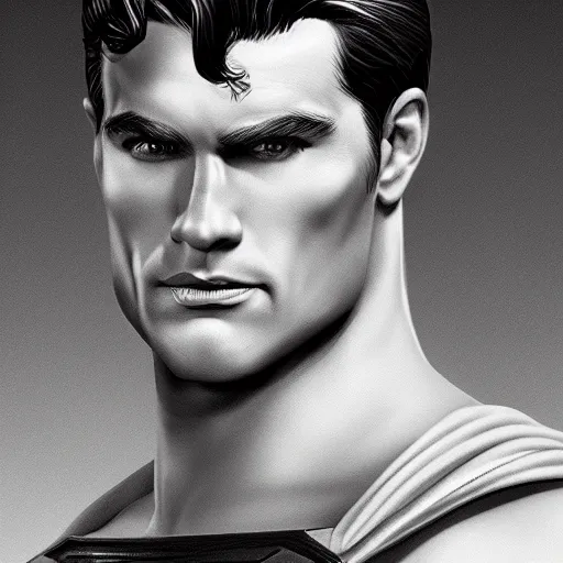 Image similar to hyper realistic portrait of superman with blonde two sides hair and thin face lines